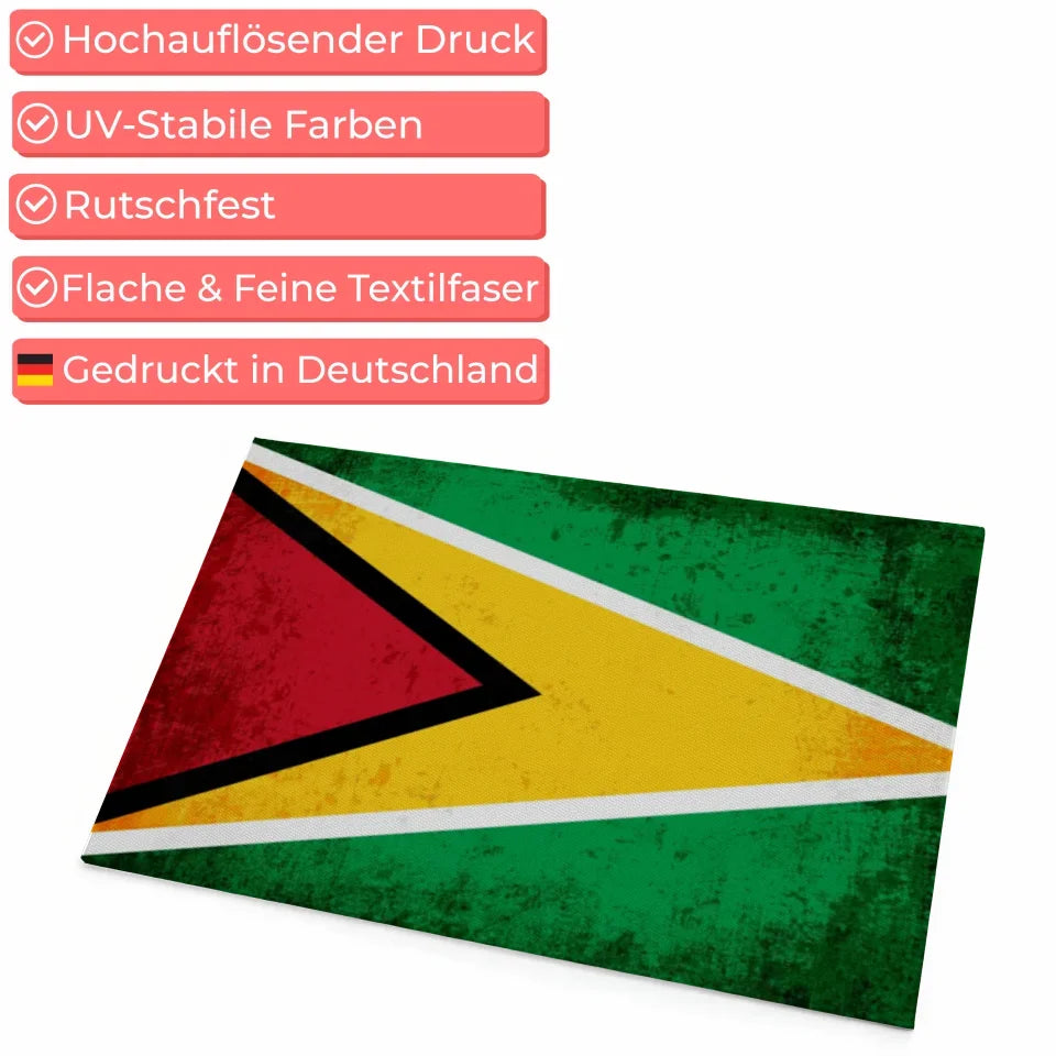 Personalisierte Fußmatte mit Länderflagge Guyana und Wunschtext