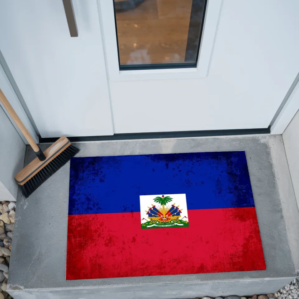 Personalisierte Fußmatte mit Länderflagge und Wunschtext Haiti gestalten