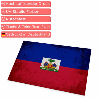 Personalisierte Fußmatte mit Länderflagge und Wunschtext Haiti gestalten