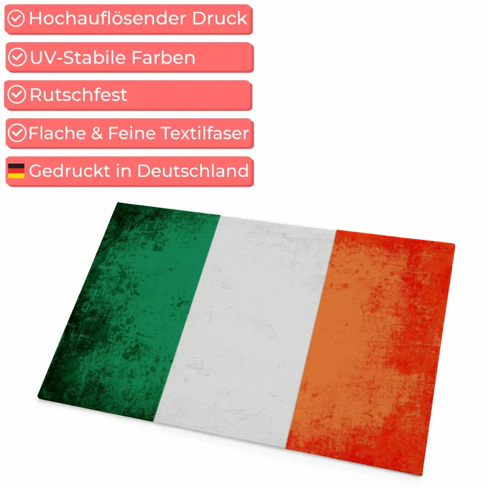 Personalisierte Fußmatte mit Länderflagge und Wunschtext Irland