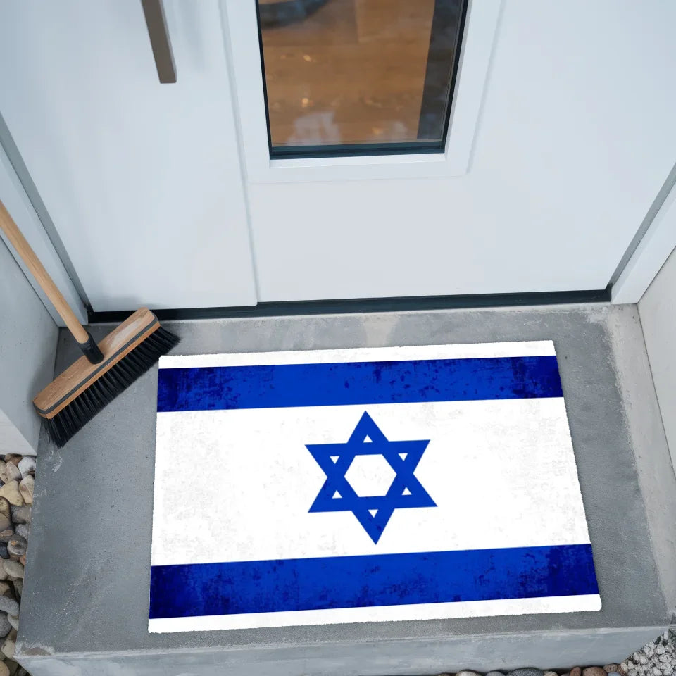 Personalisierte Fußmatte mit Länderflagge Israel und Wunschtext