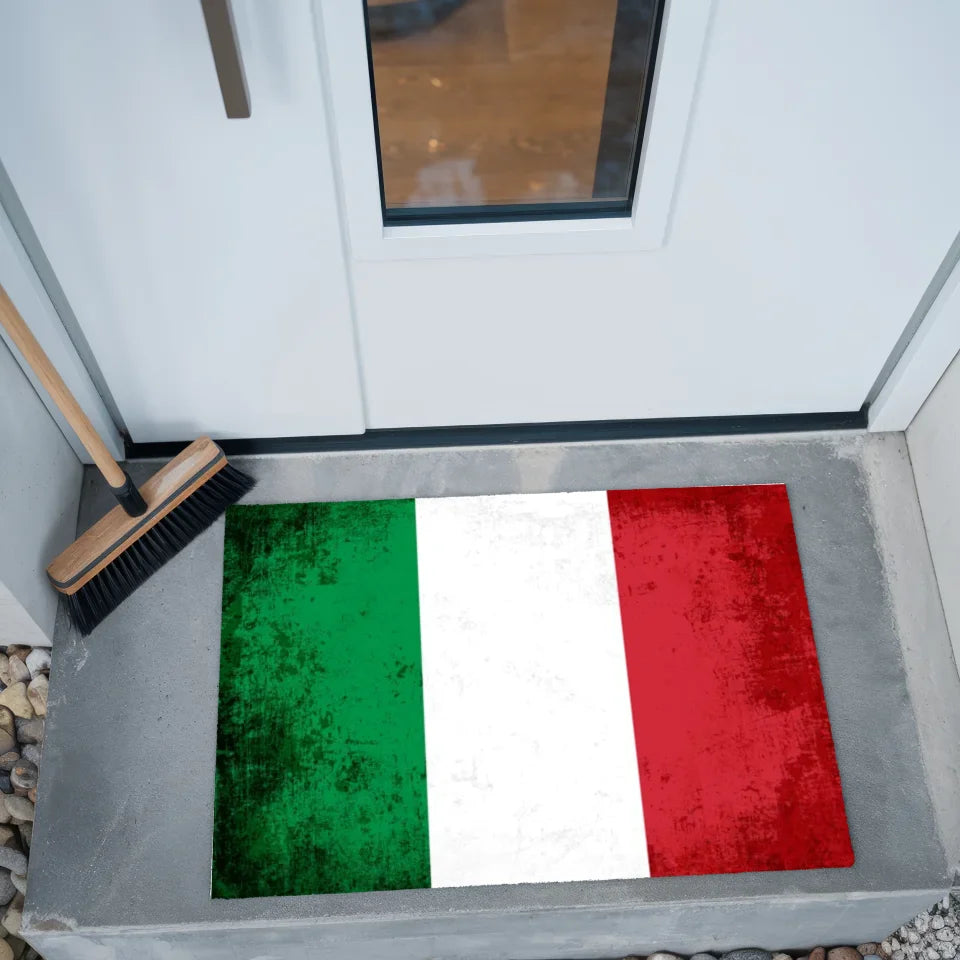 Personalisierte Fußmatte Italien mit Länderflagge und Wunschtext