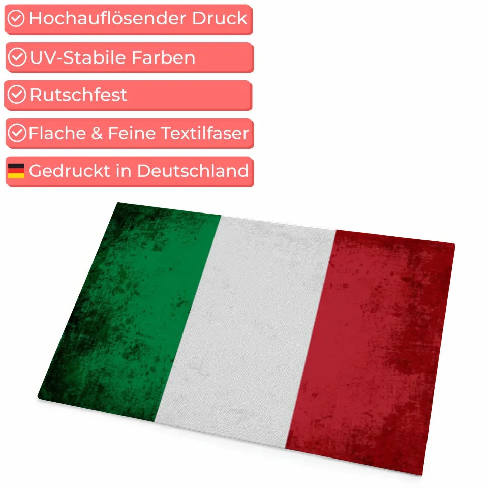 Personalisierte Fußmatte Italien mit Länderflagge und Wunschtext