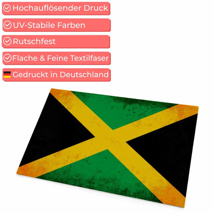 Personalisierte Fußmatte Jamaika mit Länderflagge und Wunschtext gestalten