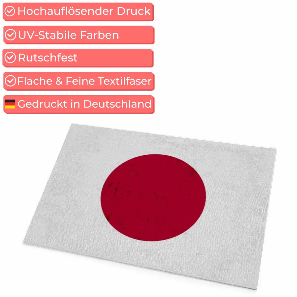 Personalisierte Fußmatte mit Länderflagge Japan Wunschtext