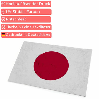 Personalisierte Fußmatte mit Länderflagge Japan Wunschtext