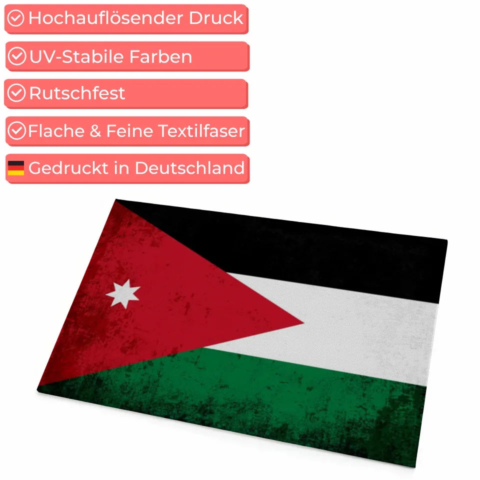 Personalisierte Fußmatte mit Länderflagge und Wunschtext Jordanien