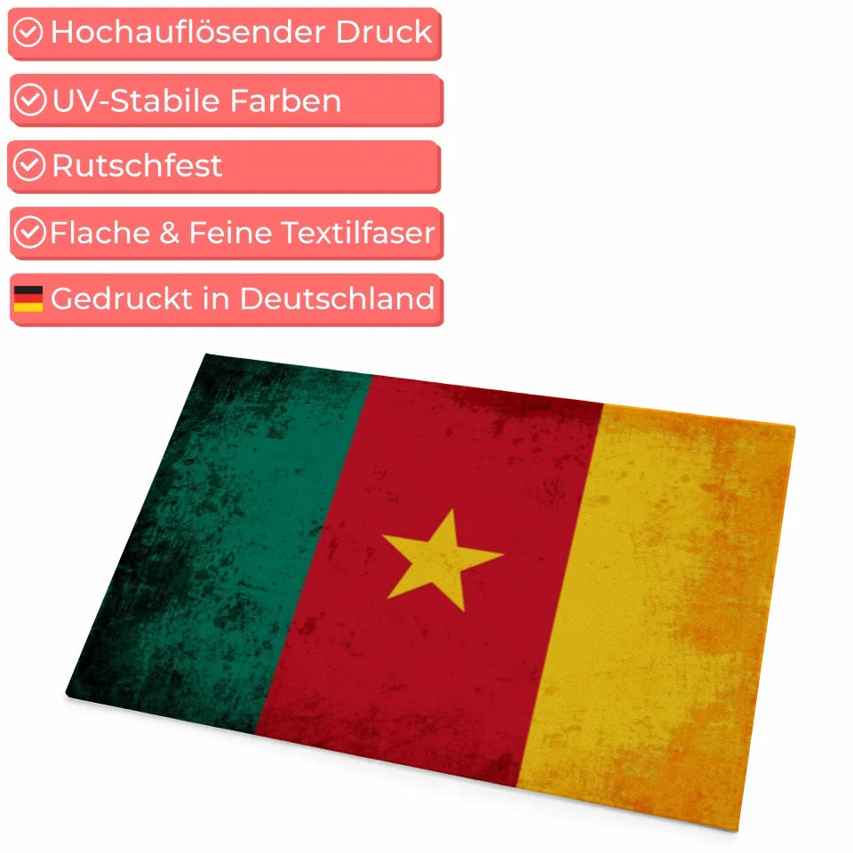 Fußmatte personalisiert mit Länderflagge und Wunschtext Kamerun