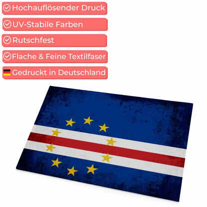 Fußmatte personalisiert mit Länderflagge und Wunschtext Kapverden