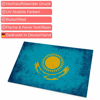 Personalisierte Fußmatte Kasachstan mit Länderflagge Wunschtext