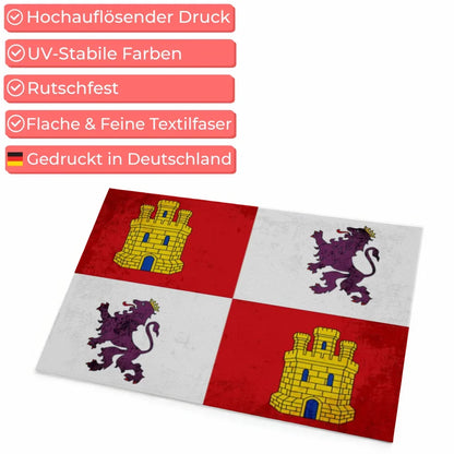 Fußmatte personalisiert mit Länderflagge Wunschtext Kastilien und León