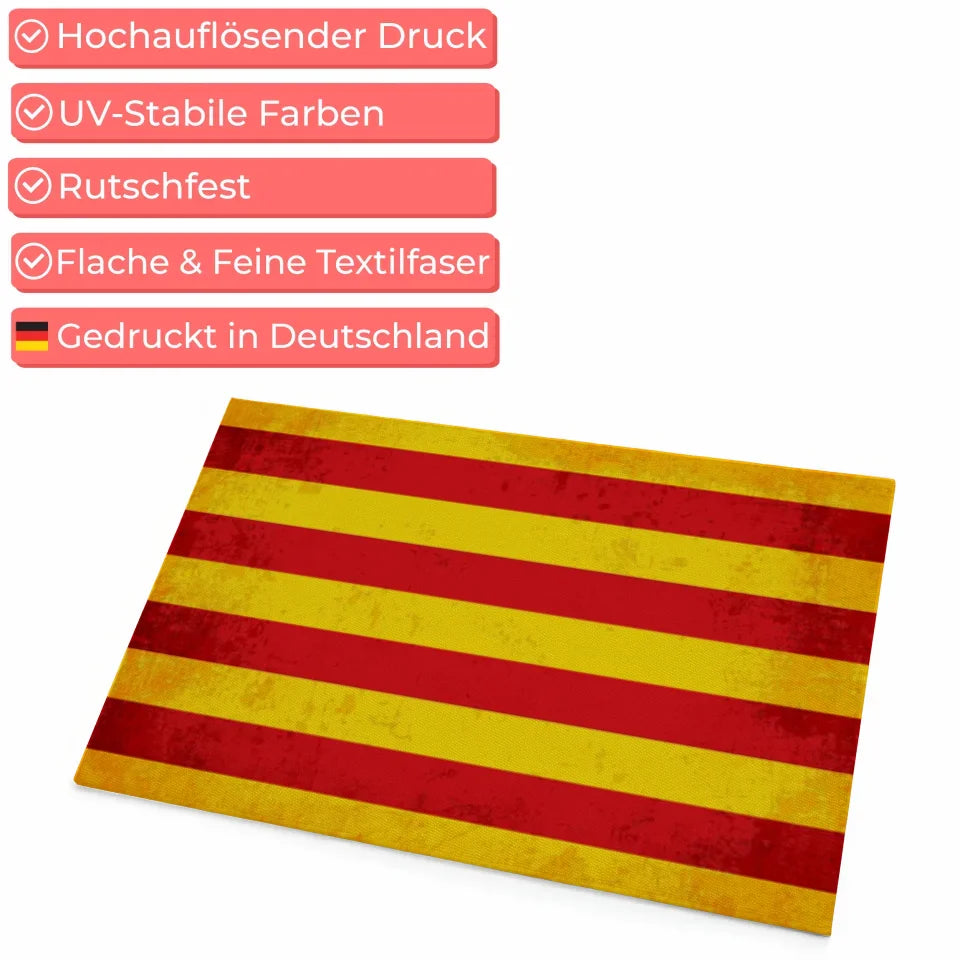 Personalisierte Fußmatte mit Länderflagge Katalonien und Wunschtext