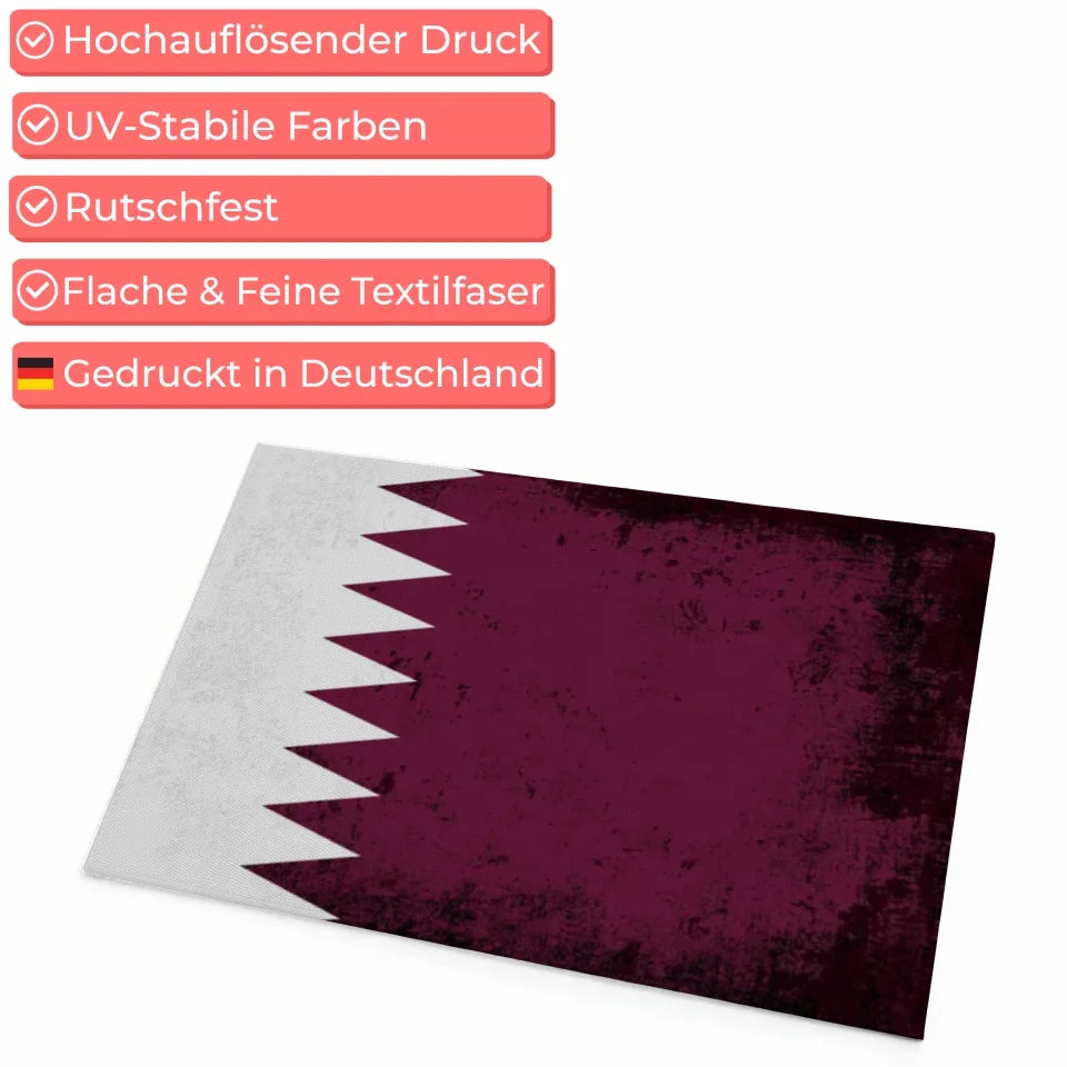 Fußmatte personalisiert mit Länderflagge und Wunschtext Katar