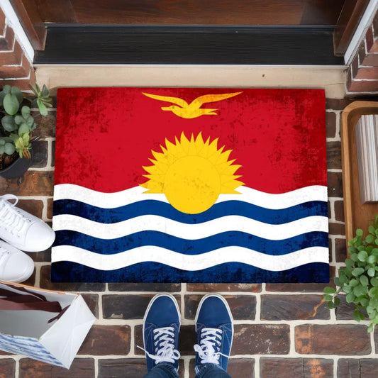 Personalisierte Fußmatte Kiribati mit Länderflagge Wunschtext 1