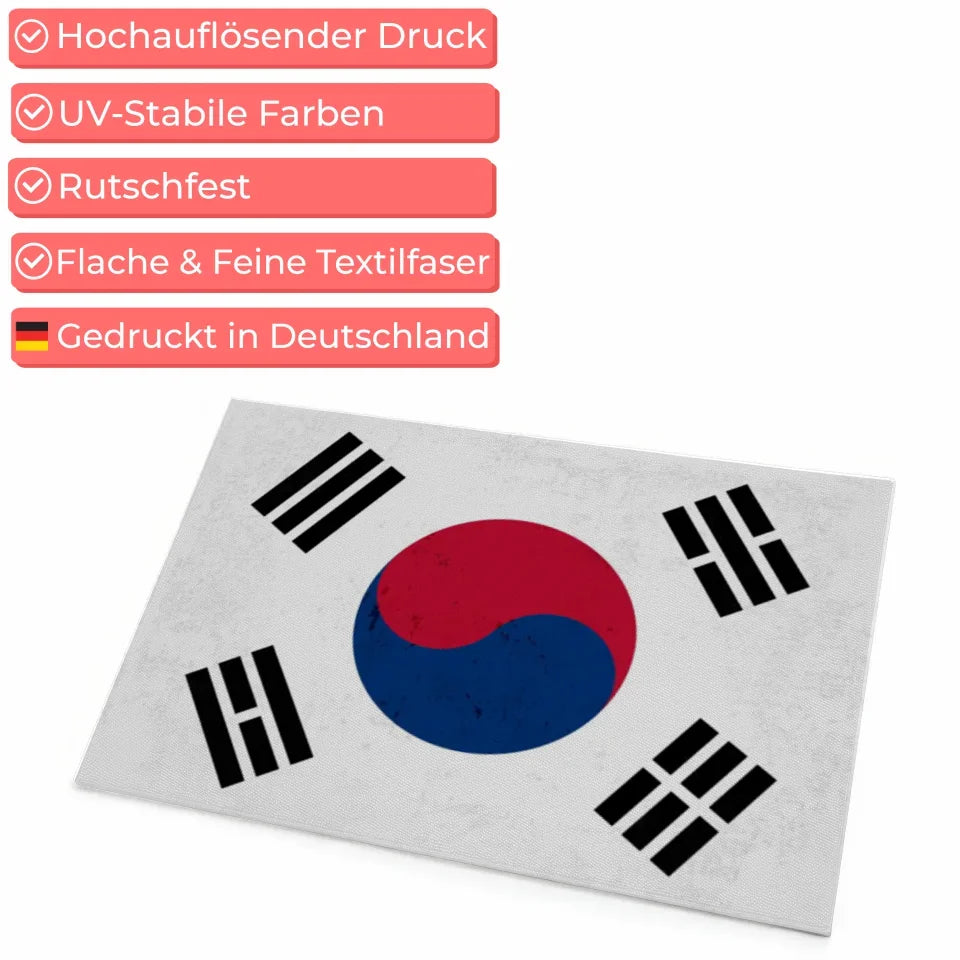 Fußmatte personalisiert Länderflagge Wunschtext Korea Süd