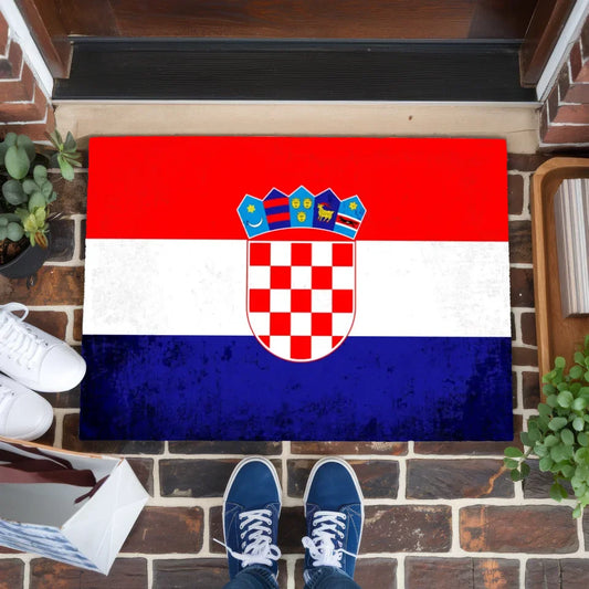 Personalisierte Fußmatte Kroatien mit Wunschtext und Länderflagge 1