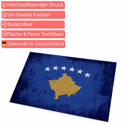 Personalisierte Fußmatte mit Länderflagge und Wunschtext Kosovo gestalten