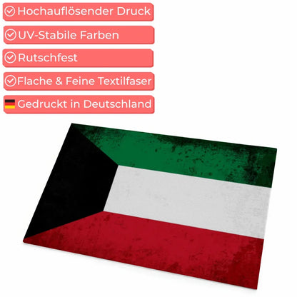 Personalisierte Fußmatte mit Kuwait Ländernflagge und Wunschtext