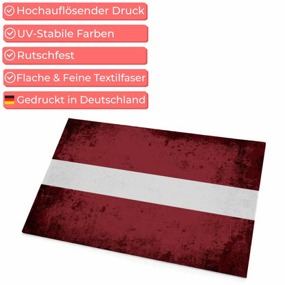 Personalisierte Fußmatte mit Länderflagge Wunschtext Lettland