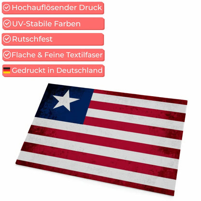 Personalisierte Fußmatte mit Länderflagge und Wunschtext Liberia gestalten