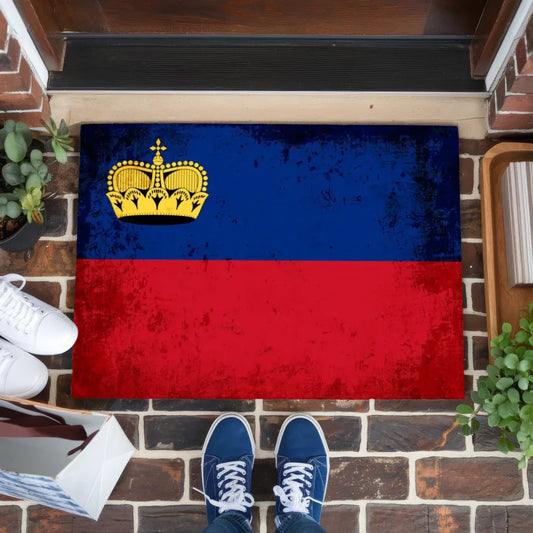 Personalisierte Fußmatte Liechtenstein mit Länderflagge und Wunschtext 1