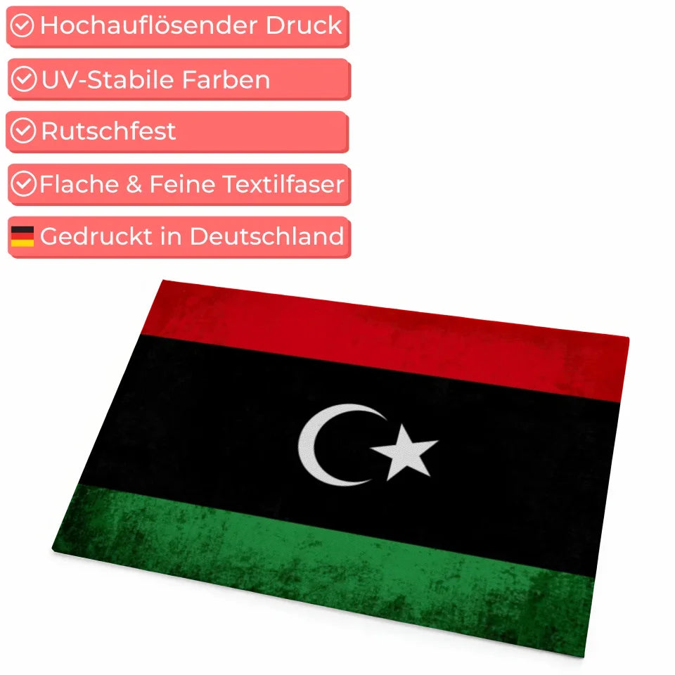 Fußmatte personalisiert mit Länderflagge Libyen und Wunschtext