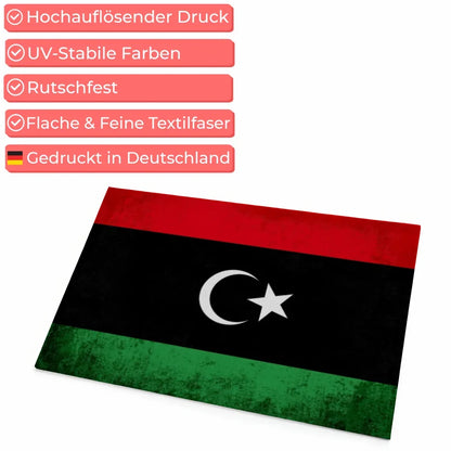 Fußmatte personalisiert mit Länderflagge Libyen und Wunschtext