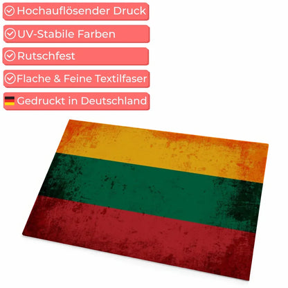 Fußmatte personalisiert Litauen mit Länderflagge und Wunschtext gestalten