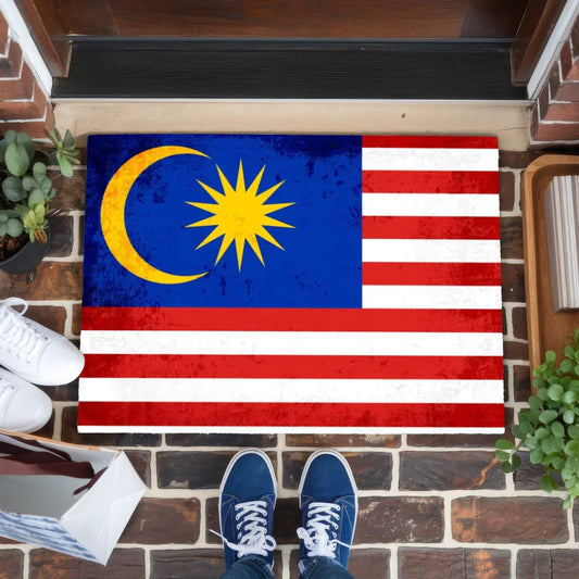 Personalisierte Fußmatte mit Malaysia Länderflagge Wunschtext