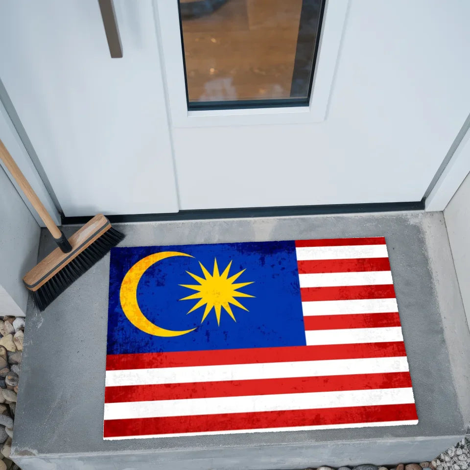 Personalisierte Fußmatte mit Malaysia Länderflagge Wunschtext