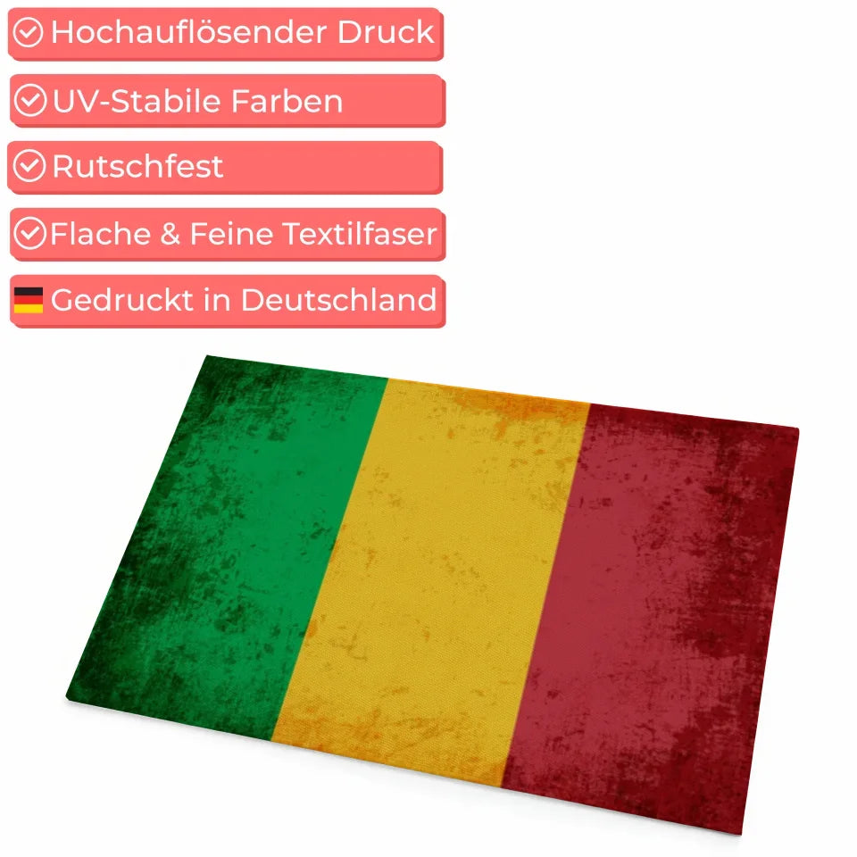 Personalisierte Fußmatte mit Länderflagge und Wunschtext Mali