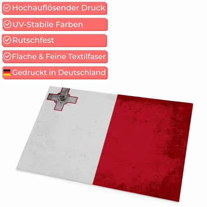 Fußmatte personalisiert mit Länderflagge und Wunschtext Malta