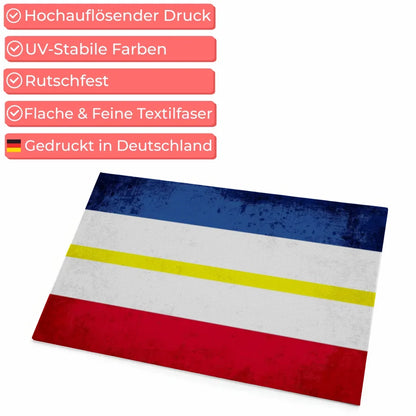 Personalisierte Fußmatte mit Mecklenburg Länderflagge Wunschtext