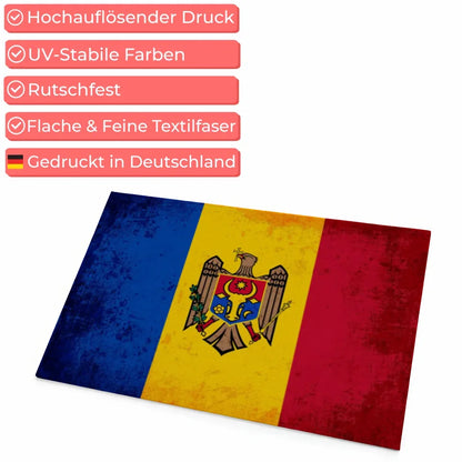 Personalisierte Fußmatte Moldawien mit Länderflagge Wunschtext