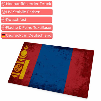 Personalisierte Fußmatte mit Länderflagge Wunschtext Mongolei