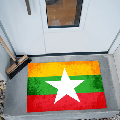 Personalisierte Fußmatte Myanmar mit Länderflagge Wunschtext gestalten