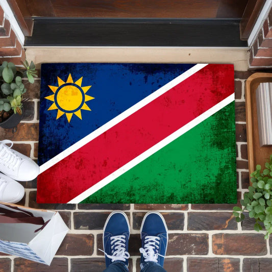 Personalisierte Fußmatte Namibia mit Länderflagge und Wunschtext