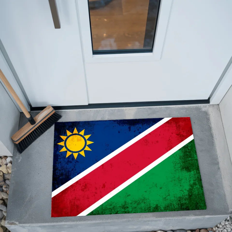 Personalisierte Fußmatte Namibia mit Länderflagge und Wunschtext