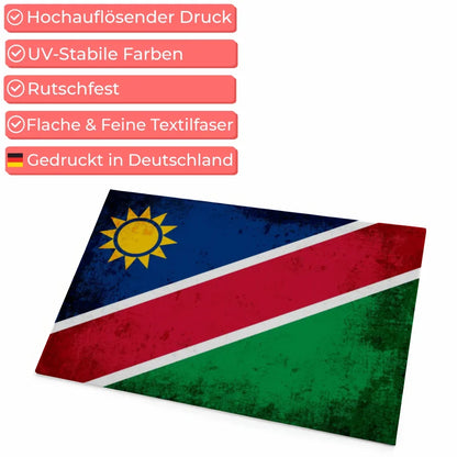 Personalisierte Fußmatte Namibia mit Länderflagge und Wunschtext