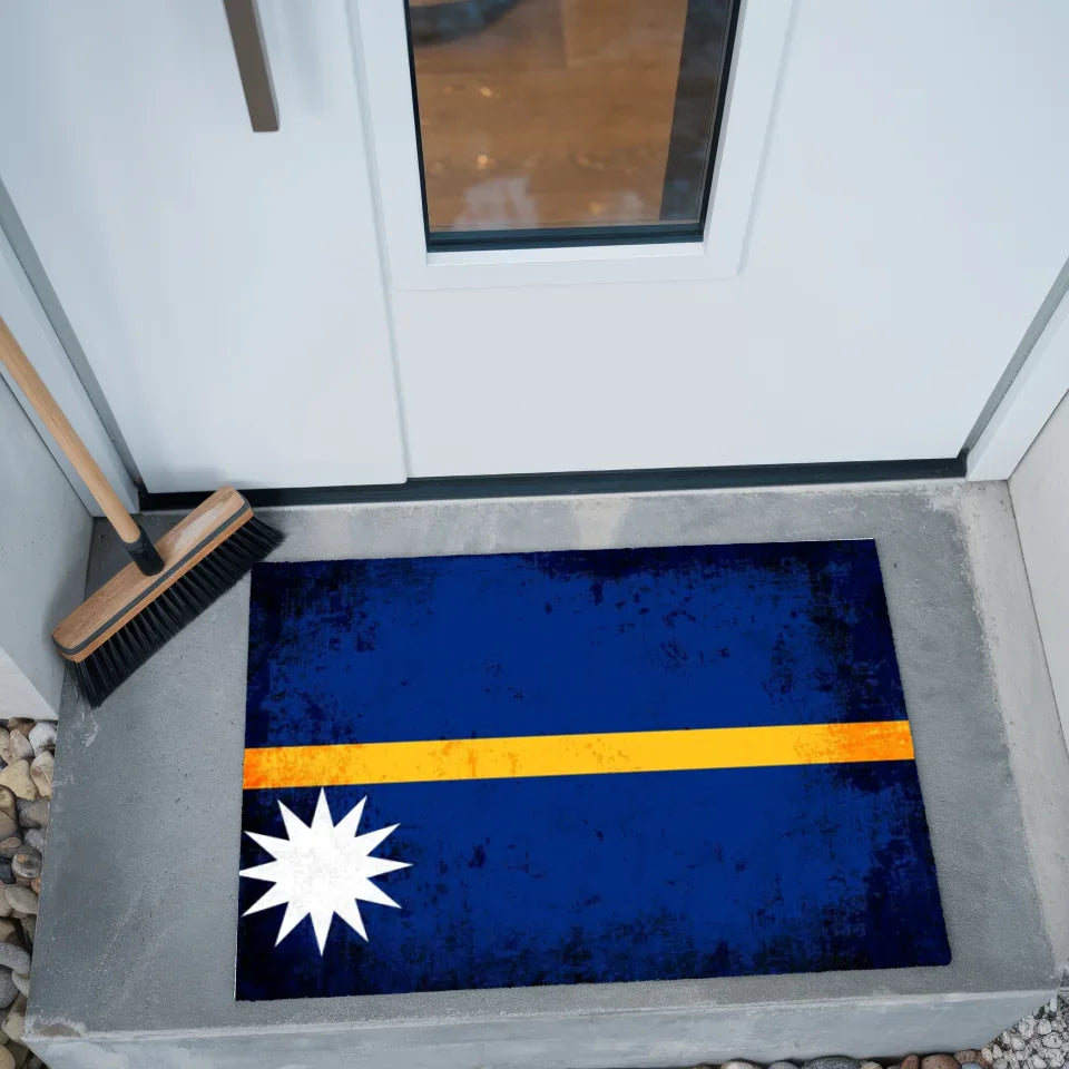 Personalisierte Fußmatte Nauru mit Länderflagge und Wunschtext