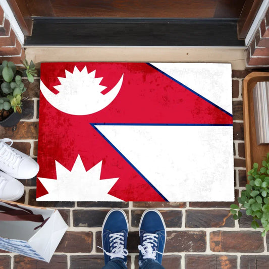 Personalisierte Fußmatte Nepal mit Länderflagge und Wunschtext gestalten