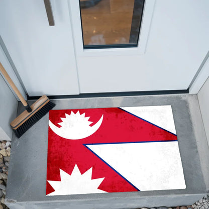 Personalisierte Fußmatte Nepal mit Länderflagge und Wunschtext gestalten