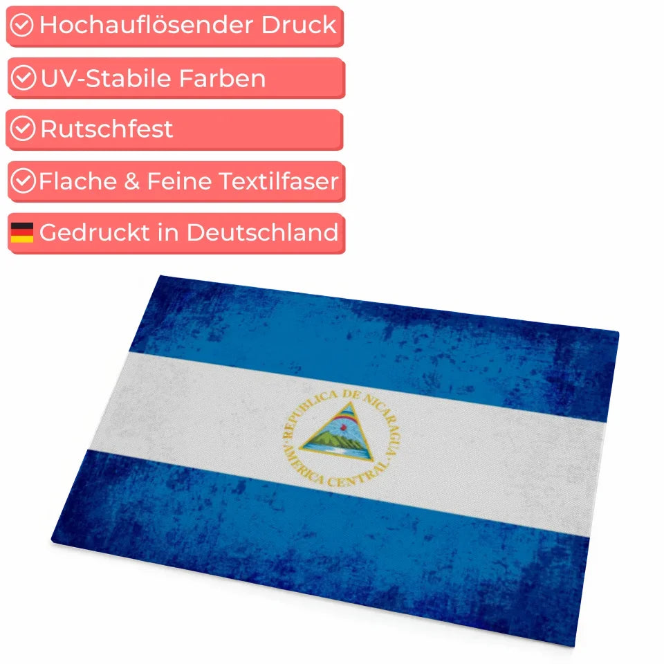 Personalisierte Fußmatte Nicaragua mit Länderflagge und Wunschtext