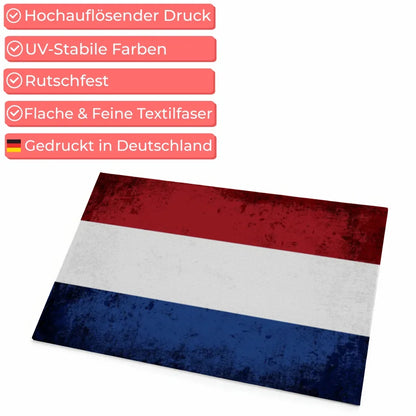 Personalisierte Fußmatte mit Länderflagge und Wunschtext Niederlande