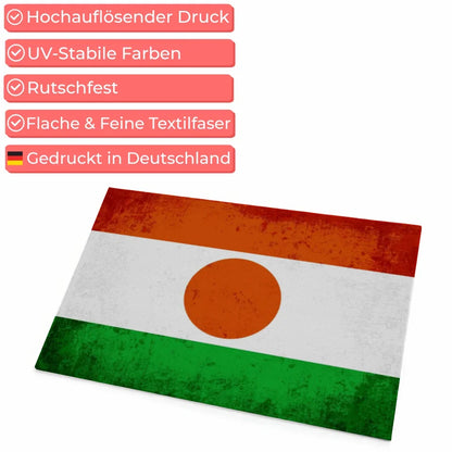 Personalisierte Fußmatte mit Länderflagge Wunschtext Niger