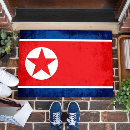 Personalisierte Fußmatte mit Länderflagge Wunschtext Nordkorea