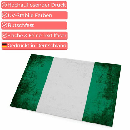 Personalisierte Fußmatte mit Länderflagge Nigeria und Wunschtext gestalten