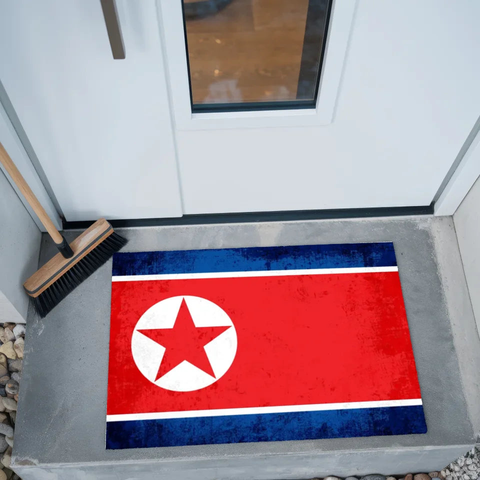 Personalisierte Fußmatte mit Länderflagge Wunschtext Nordkorea