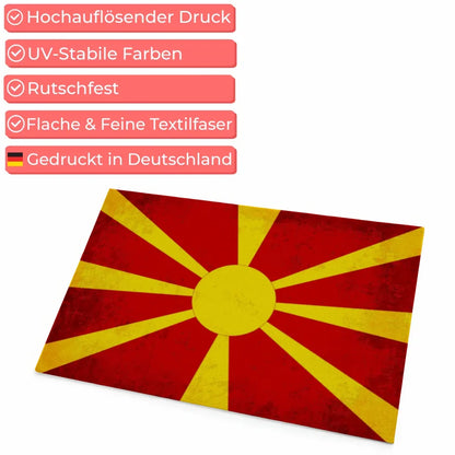 Personalisierte Fußmatte mit Länderflagge und Wunschtext Nordmazedonien