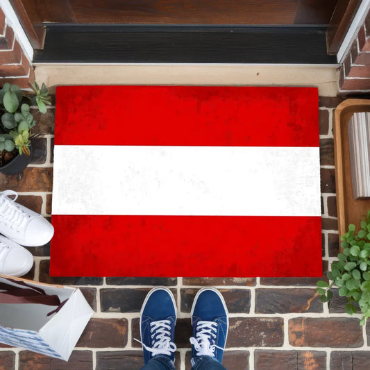 Personalisierte Fußmatte mit Länderflagge und Wunschtext für Österreich